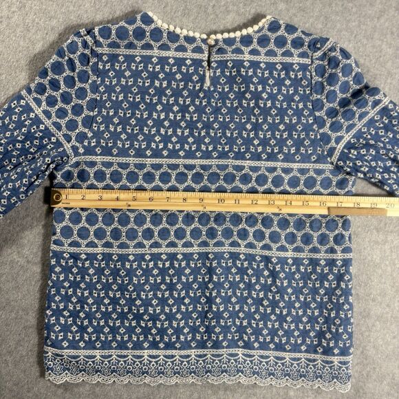 The Rose Embroidered Feminine Coquette Light Blue Top Women's Made in Korea - Picture 5 of 9